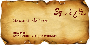 Szopri Áron névjegykártya